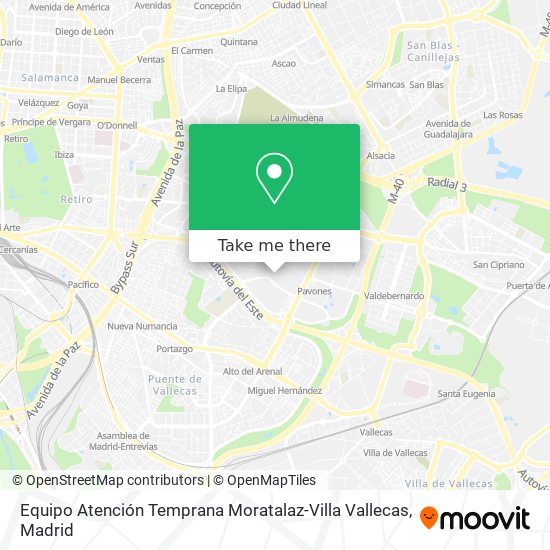 mapa Equipo Atención Temprana Moratalaz-Villa Vallecas