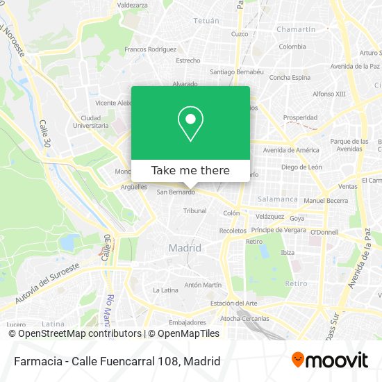 mapa Farmacia - Calle Fuencarral 108