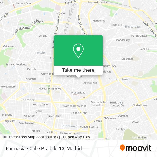 mapa Farmacia - Calle Pradillo 13