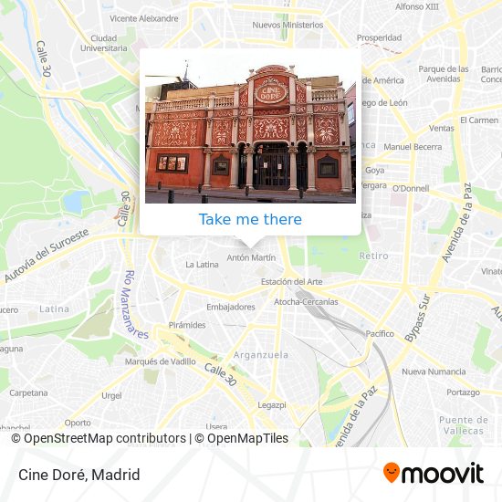 How to get to Cine Dor in Madrid by Metro Bus or Train