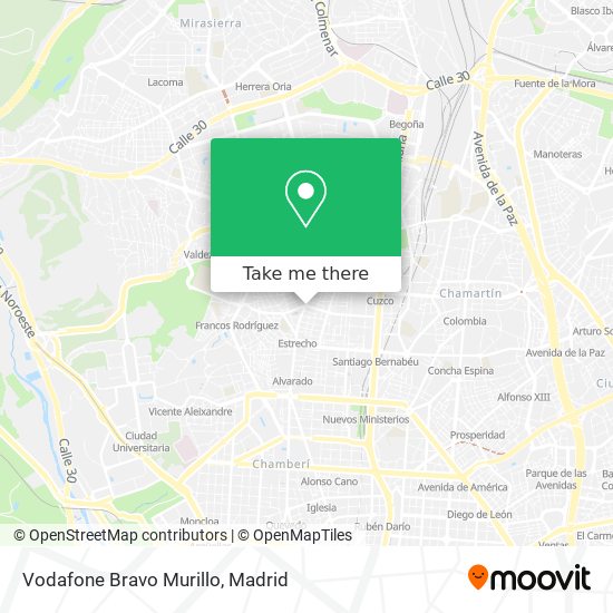 mapa Vodafone Bravo Murillo