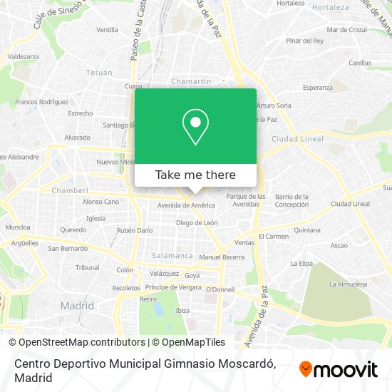 mapa Centro Deportivo Municipal Gimnasio Moscardó