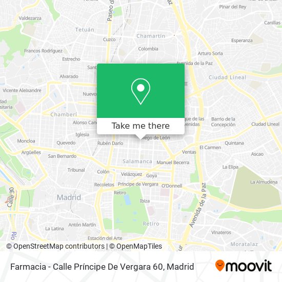 mapa Farmacia - Calle Príncipe De Vergara 60