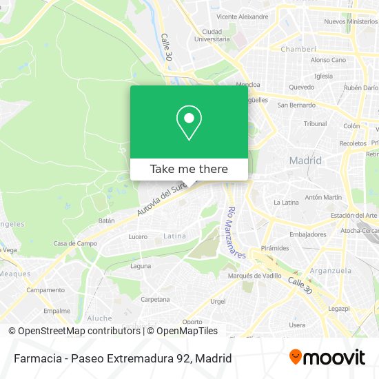 Farmacia - Paseo Extremadura 92 map