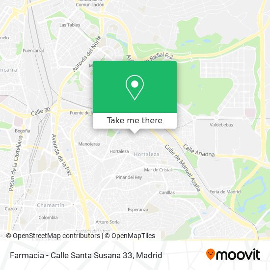 mapa Farmacia - Calle Santa Susana 33
