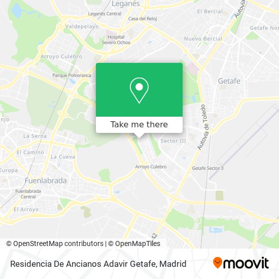 mapa Residencia De Ancianos Adavir Getafe