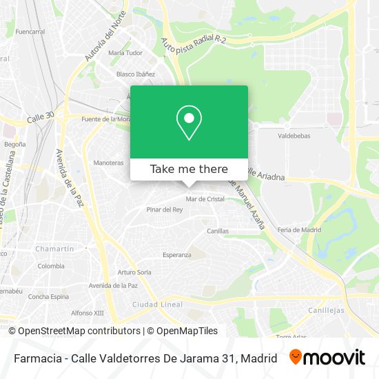 mapa Farmacia - Calle Valdetorres De Jarama 31