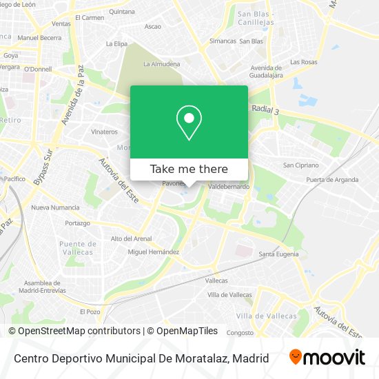 mapa Centro Deportivo Municipal De Moratalaz