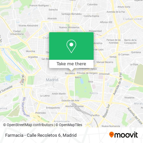 mapa Farmacia - Calle Recoletos 6