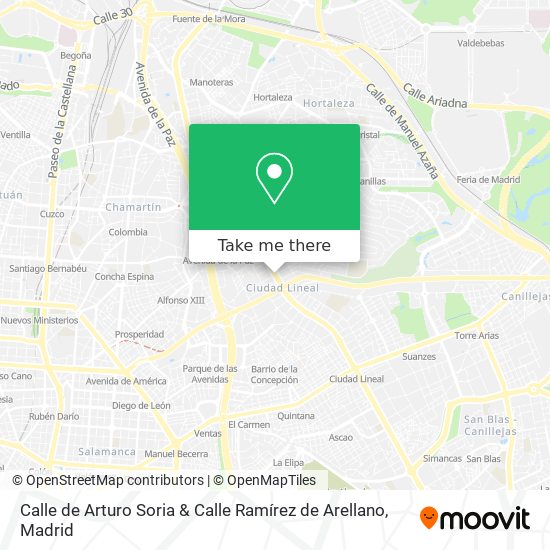 mapa Calle de Arturo Soria & Calle Ramírez de Arellano