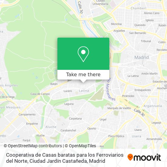 Cooperativa de Casas baratas para los Ferroviarios del Norte, Ciudad Jardín Castañeda map