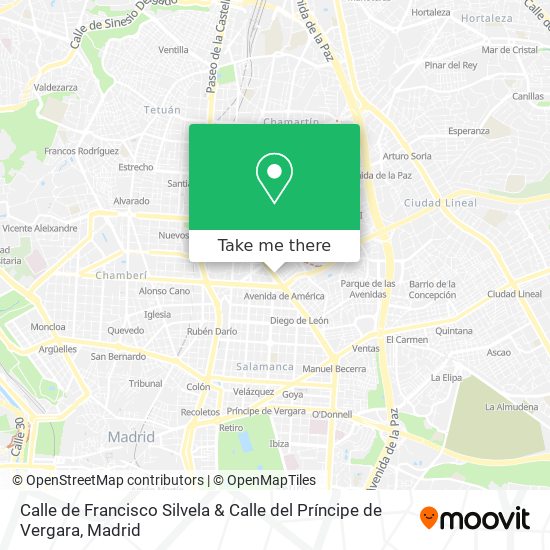 mapa Calle de Francisco Silvela & Calle del Príncipe de Vergara