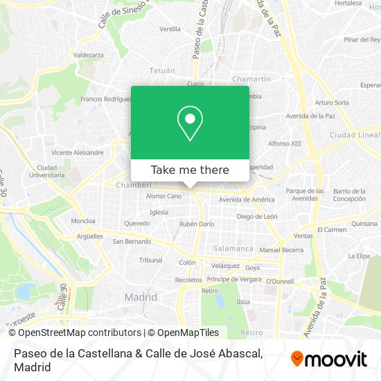 mapa Paseo de la Castellana & Calle de José Abascal