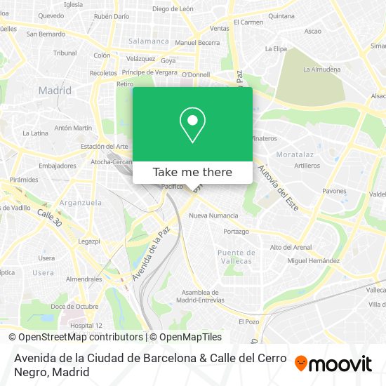 mapa Avenida de la Ciudad de Barcelona & Calle del Cerro Negro