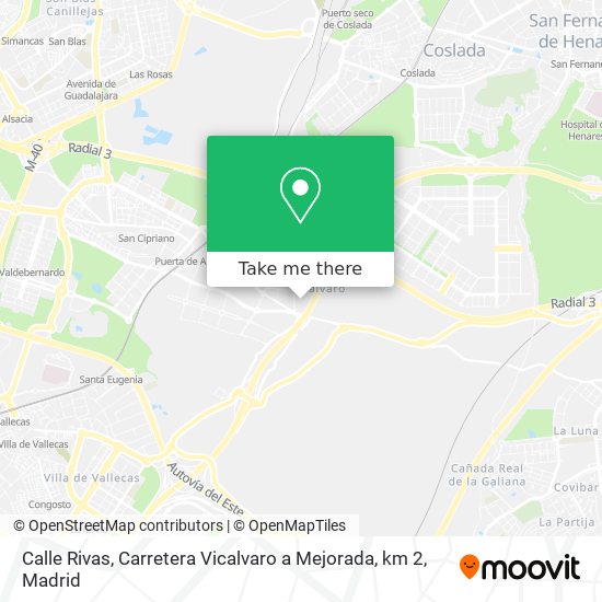 mapa Calle Rivas, Carretera Vicalvaro a Mejorada, km 2