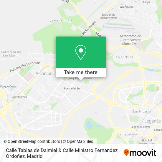 mapa Calle Tablas de Daimiel & Calle Ministro Fernandez Ordoñez