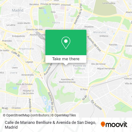 mapa Calle de Mariano Benlliure & Avenida de San Diego