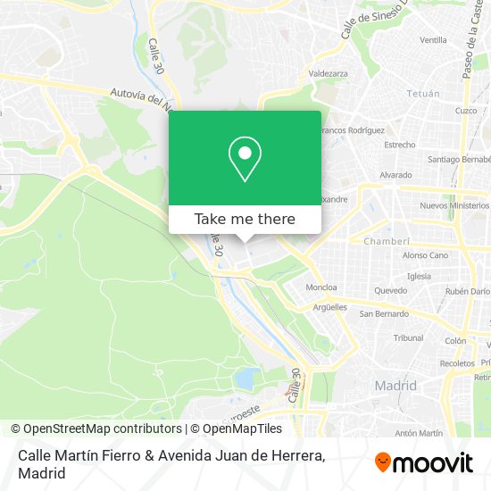 mapa Calle Martín Fierro & Avenida Juan de Herrera