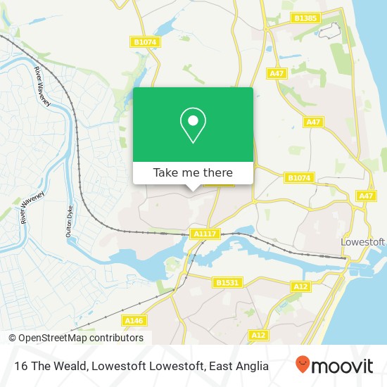 16 The Weald, Lowestoft Lowestoft map