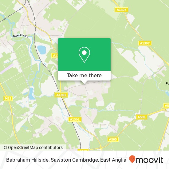 Babraham Hillside, Sawston Cambridge map