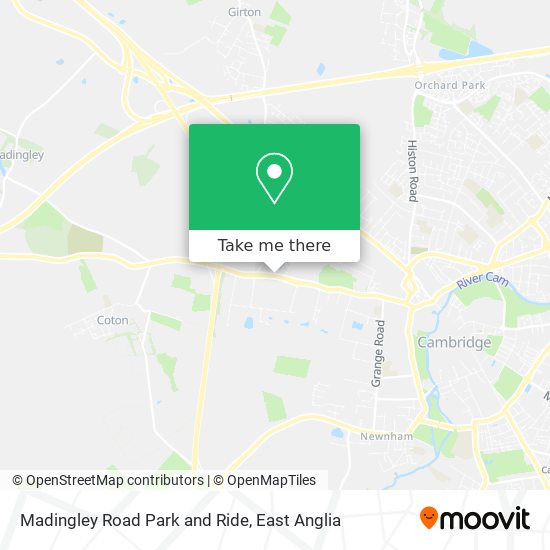 Madingley Road Park and Ride map