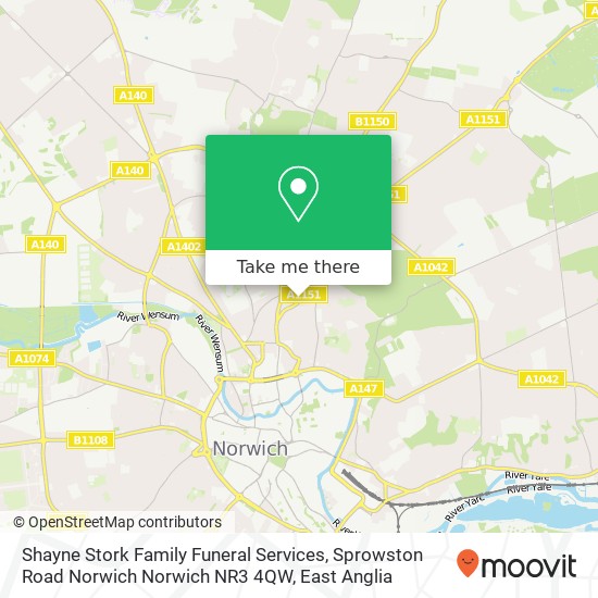 Shayne Stork Family Funeral Services, Sprowston Road Norwich Norwich NR3 4QW map