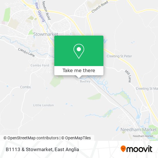 B1113 & Stowmarket map