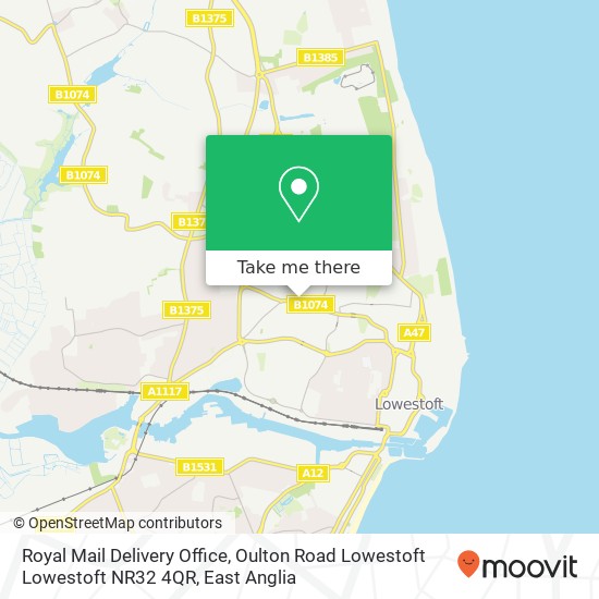 Royal Mail Delivery Office, Oulton Road Lowestoft Lowestoft NR32 4QR map