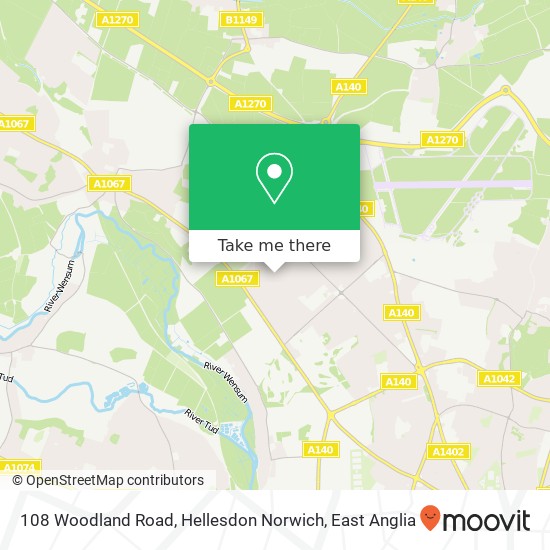 108 Woodland Road, Hellesdon Norwich map