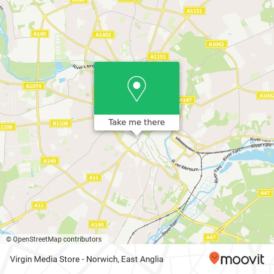 Virgin Media Store - Norwich map