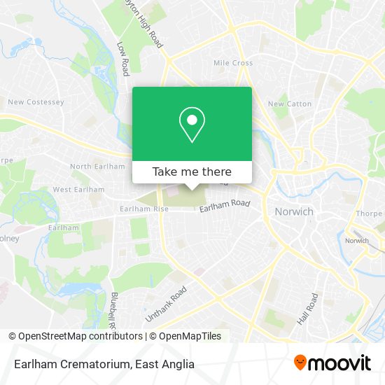 Earlham Crematorium map