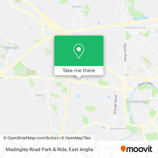 Madingley Road Park & Ride map