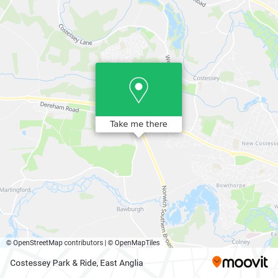 Costessey Park & Ride map