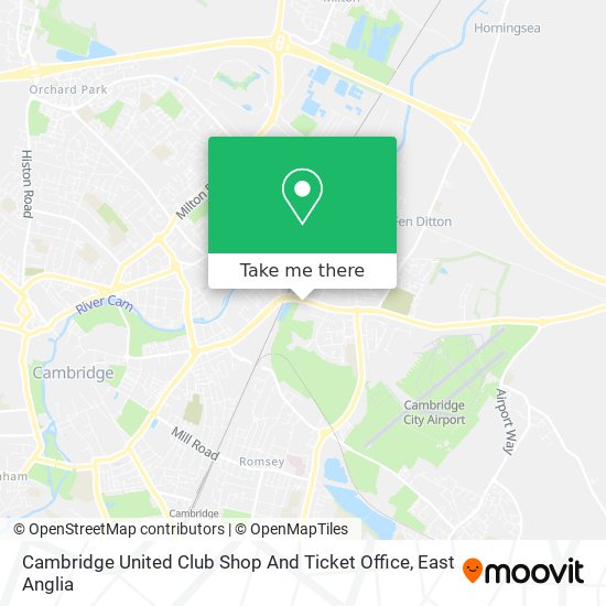 Cambridge United Club Shop And Ticket Office map