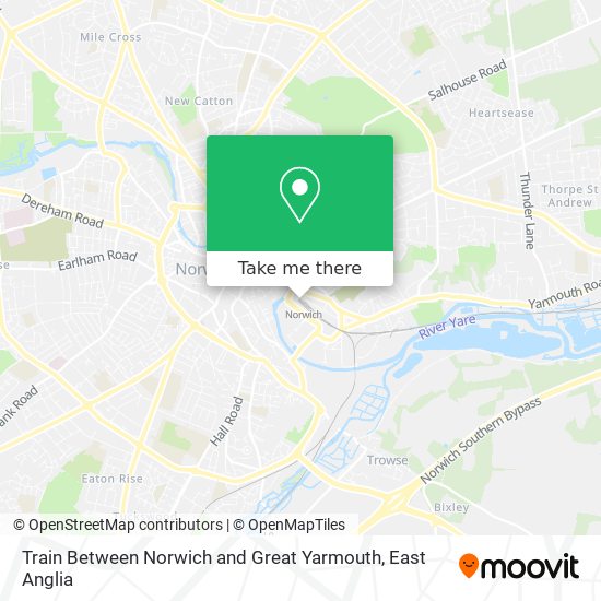 Train Between Norwich and Great Yarmouth map