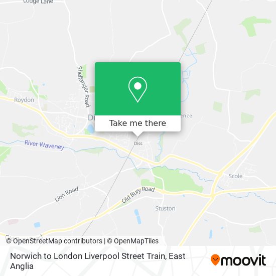 Norwich to London Liverpool Street Train map