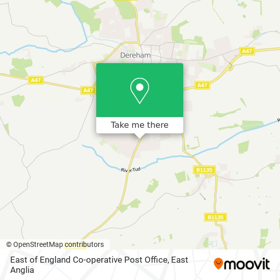 East of England Co-operative Post Office map