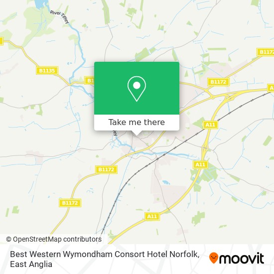 Best Western Wymondham Consort Hotel Norfolk map