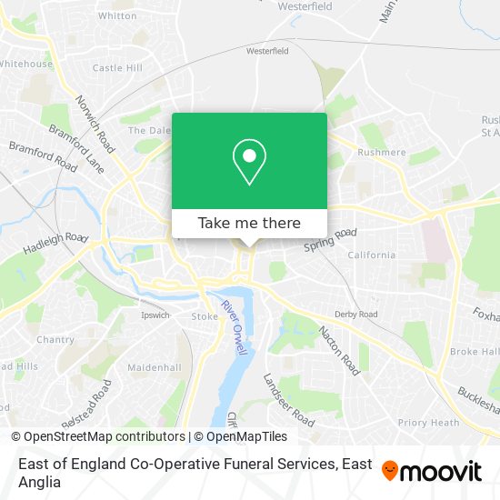 East of England Co-Operative Funeral Services map