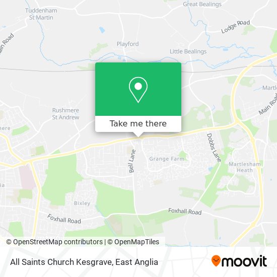 All Saints Church Kesgrave map