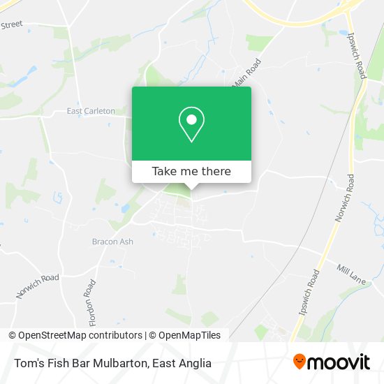 Tom's Fish Bar Mulbarton map