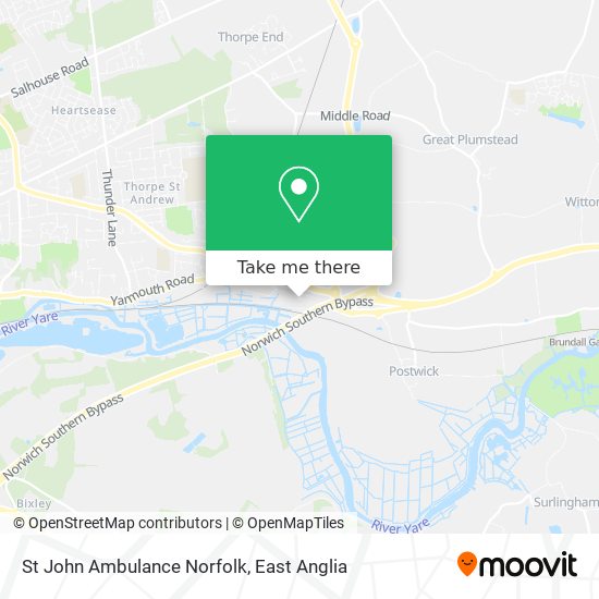 St John Ambulance Norfolk map
