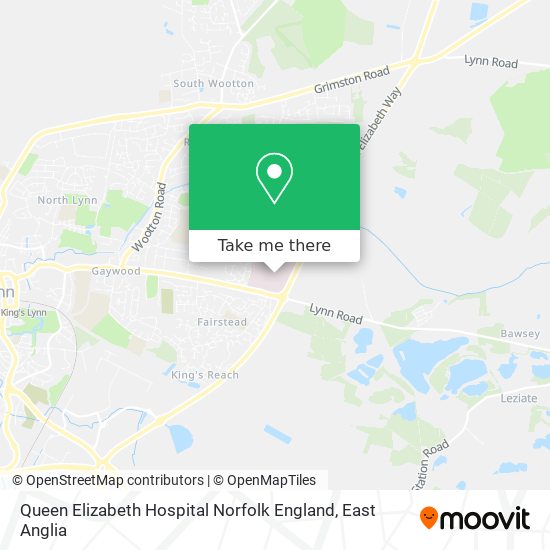 Queen Elizabeth Hospital Norfolk England map