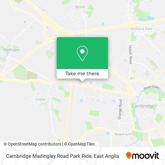 Cambridge Madingley Road Park Ride map