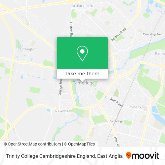 Trinity College Cambridgeshire England map