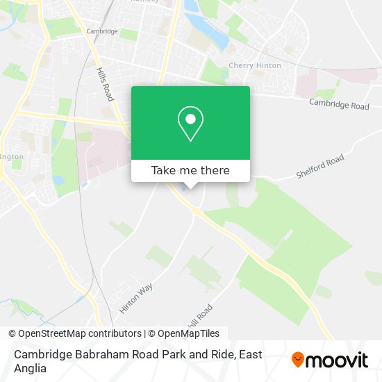 Cambridge Babraham Road Park and Ride map