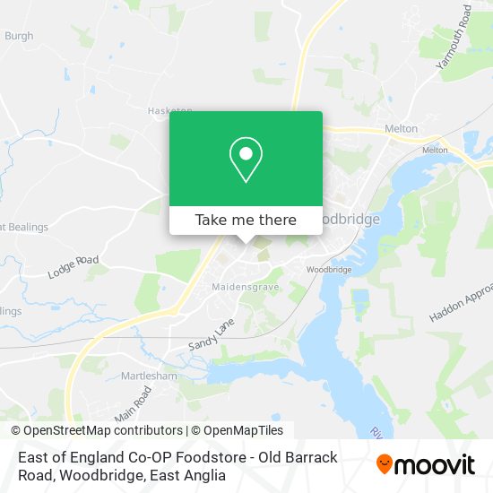 East of England Co-OP Foodstore - Old Barrack Road, Woodbridge map