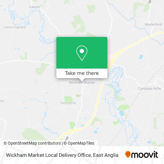 Wickham Market Local Delivery Office map