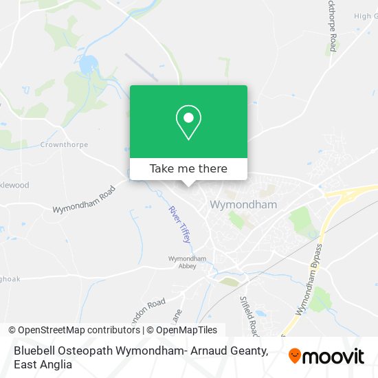 Bluebell Osteopath Wymondham- Arnaud Geanty map
