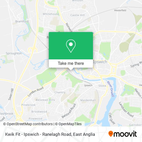 Kwik Fit - Ipswich - Ranelagh Road map